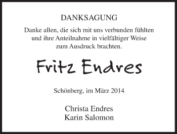 Traueranzeige von Fritz Endres von Pegnitz-Zeitung